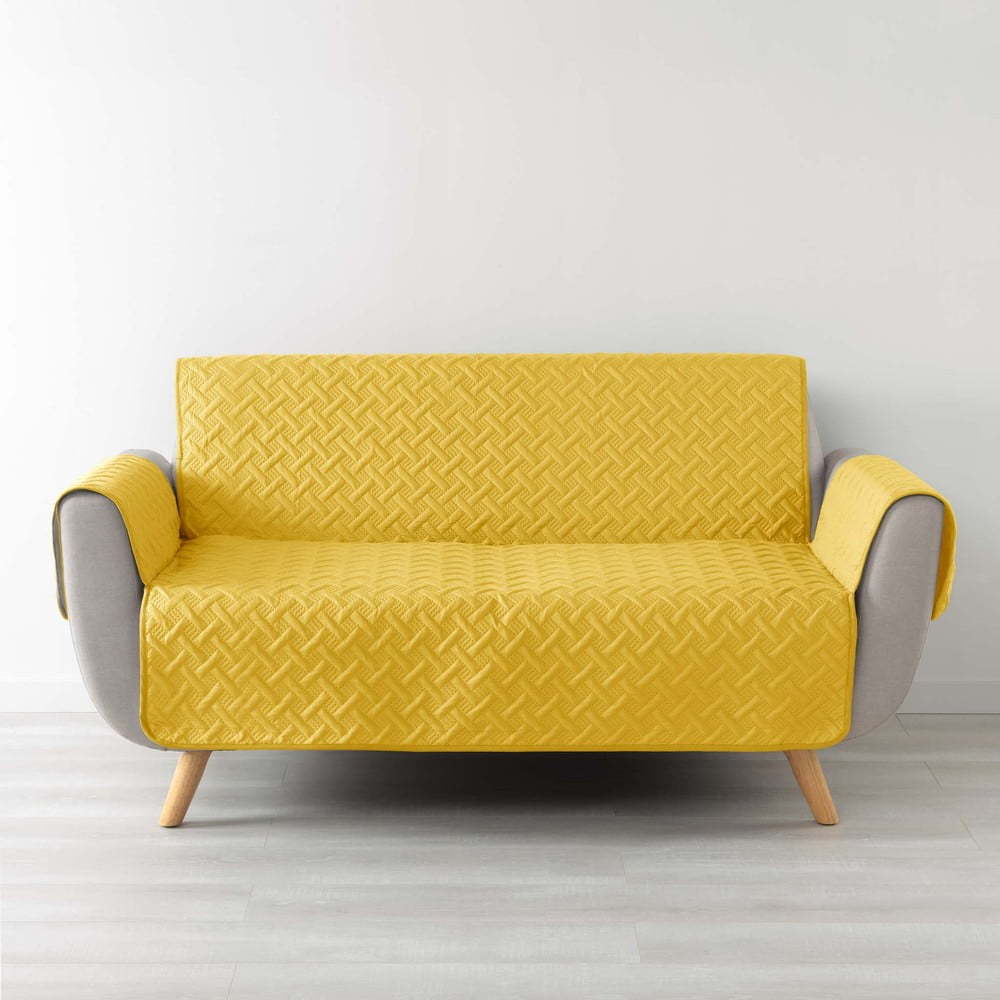 Žlutý 4místný ochranný potah na pohovku Lounge – douceur d'intérieur Douceur d intérieur