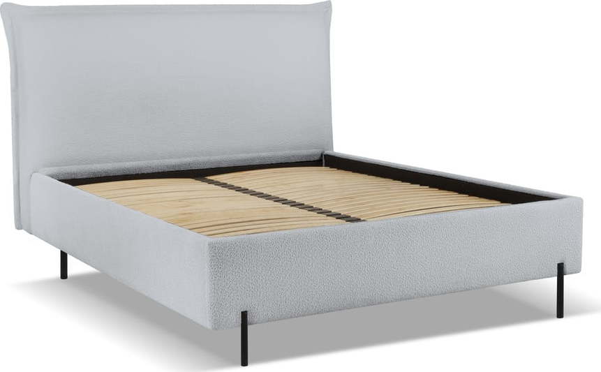 Šedá čalouněná dvoulůžková postel s úložným prostorem s roštem 180x200 cm Armie – Milo Casa Milo Casa