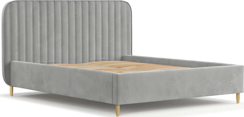 Šedá čalouněná dvoulůžková postel s úložným prostorem s roštem 120x200 cm Noto – Maison de Rêve Maison de Reve