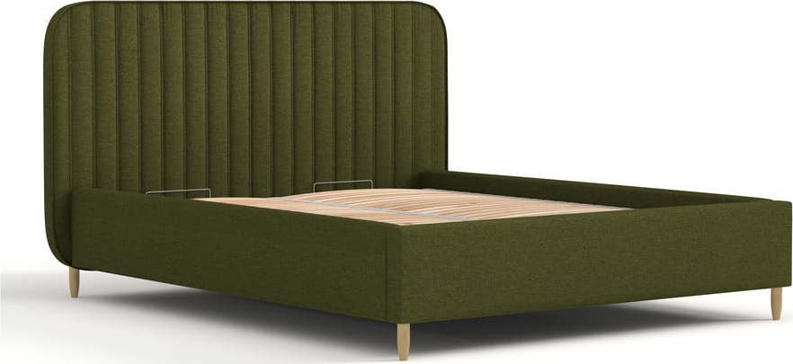 Zelená čalouněná dvoulůžková postel s úložným prostorem s roštem 120x200 cm Noto – Maison de Rêve Maison de Reve
