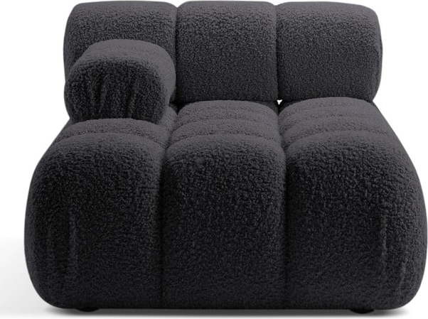 Antracitový modul pohovky z textilie bouclé (levý roh) Bellis – Micadoni Home Micadoni