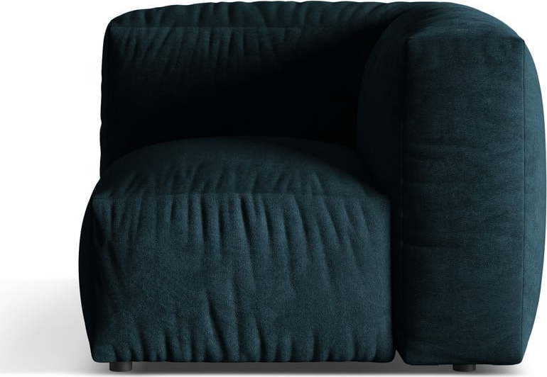 Tmavě modrý modul pohovky z textilie bouclé (variabilní roh) Martina – Micadoni Home Micadoni