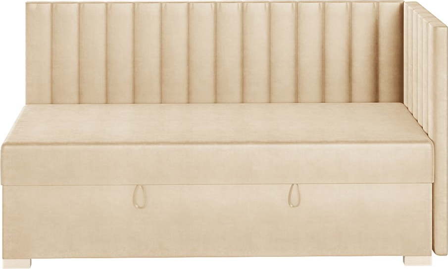 Béžová rohová dětská postel s úložným prostorem s matrací 90x200 cm Snugi – Ghado Ghado