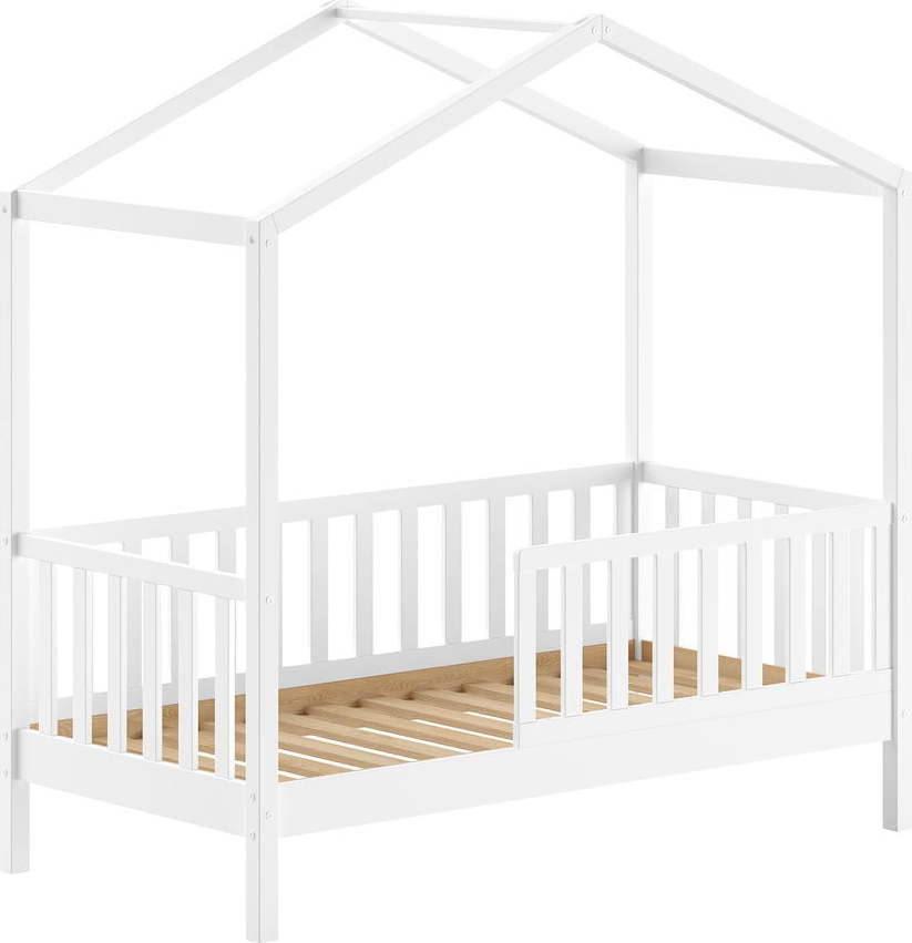 Bílá domečková dětská postel z borovicového dřeva s roštem 70x140 cm DALLAS – Vipack Vipack