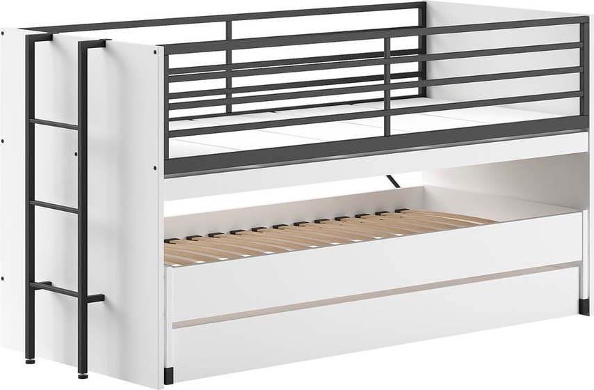 Bílá patrová dětská postel s výsuvným lůžkem s roštem 90x200 cm Sam – Vipack Vipack