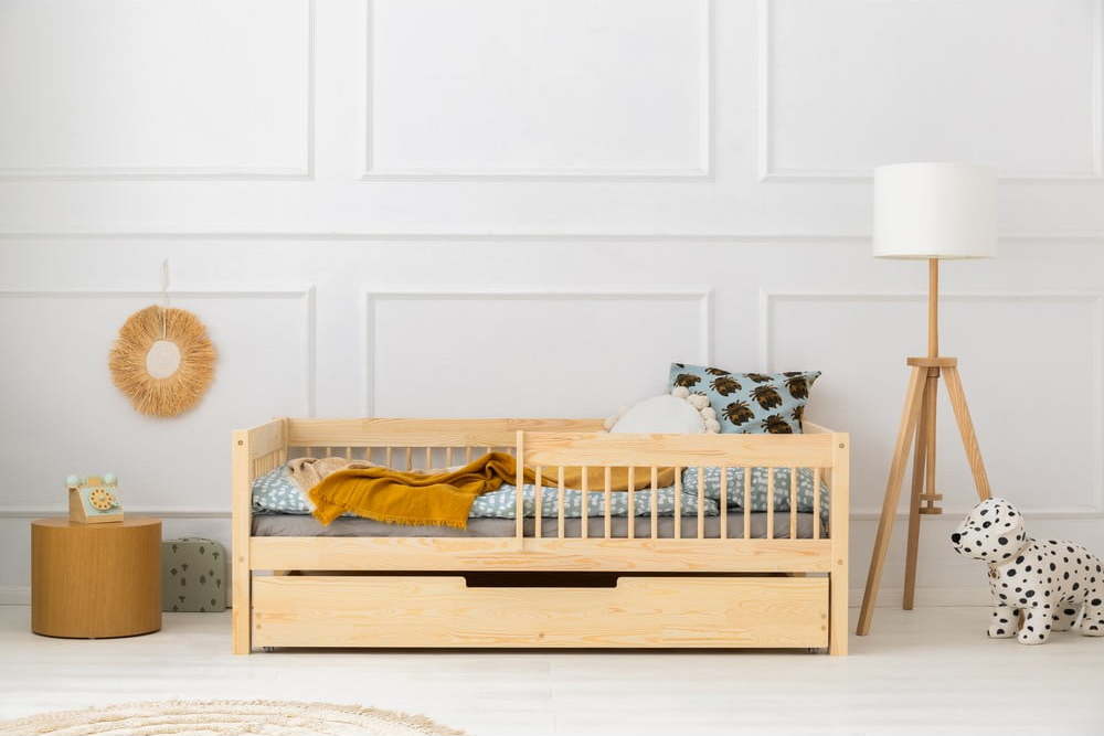 Dětská postel s výsuvným lůžkem s úložným prostorem s roštem v přírodní barvě 80x190 cm CPW – Adeko Adeko