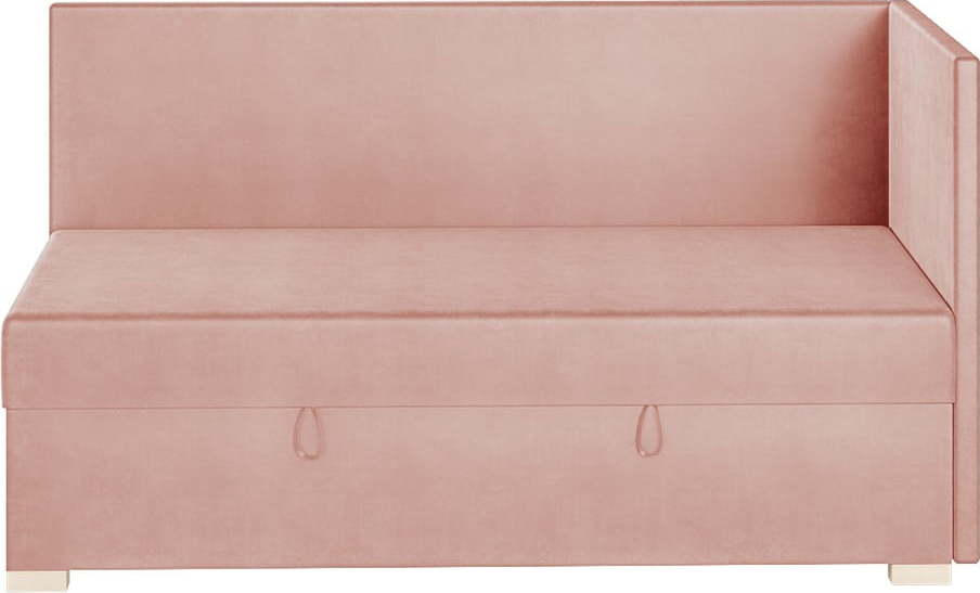 Růžová rohová dětská postel s úložným prostorem s matrací 90x200 cm Flexi – Ghado Ghado
