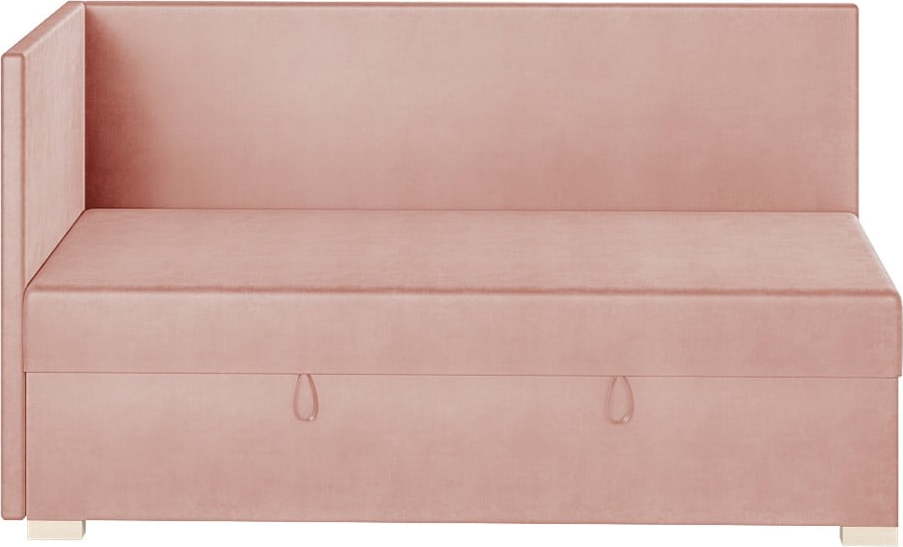 Růžová rohová dětská postel s úložným prostorem s matrací 90x200 cm Flexi – Ghado Ghado