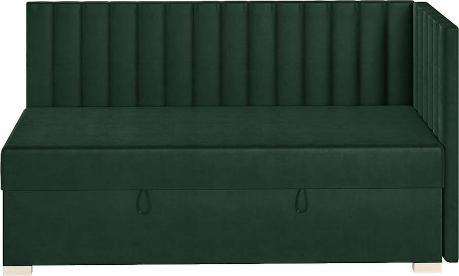 Tmavě zelená rohová dětská postel s úložným prostorem s matrací 90x200 cm Snugi – Ghado Ghado