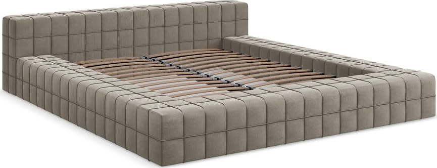 Čalouněná dvoulůžková postel taupe s roštem 140x200 cm Akela – Makamii Makamii