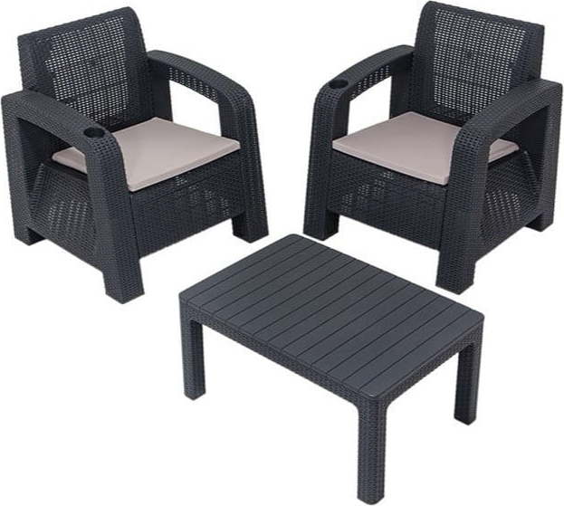 Antracitový zahradní lounge set pro 2 Olimpos – Floriane Garden FLORIANE GARDEN