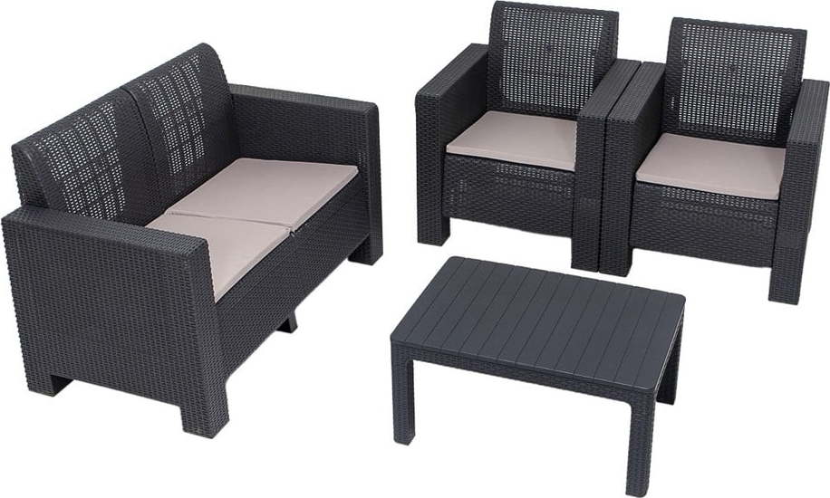 Antracitový zahradní lounge set pro 4 Aksu – Floriane Garden FLORIANE GARDEN