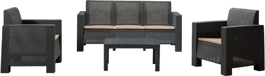 Antracitový zahradní lounge set pro 5 Aksu – Floriane Garden FLORIANE GARDEN