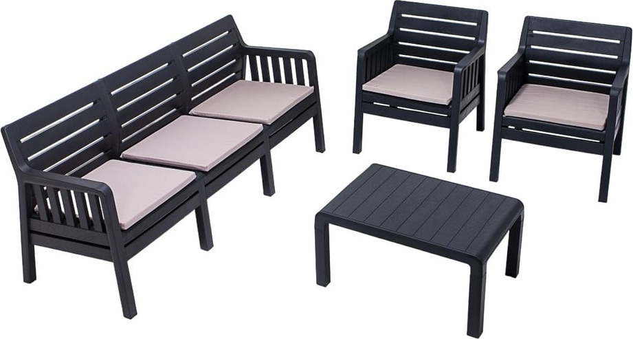 Antracitový zahradní lounge set pro 5 Lara – Floriane Garden FLORIANE GARDEN