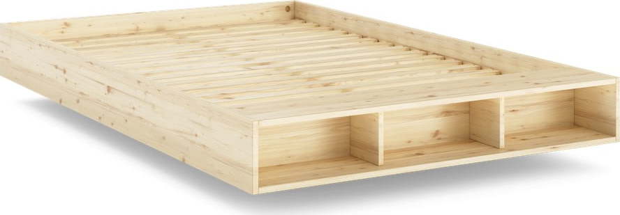 Dvoulůžková postel z borovicového dřeva s roštem 140x200 cm v přírodní barvě Merge – Karup Design Karup Design