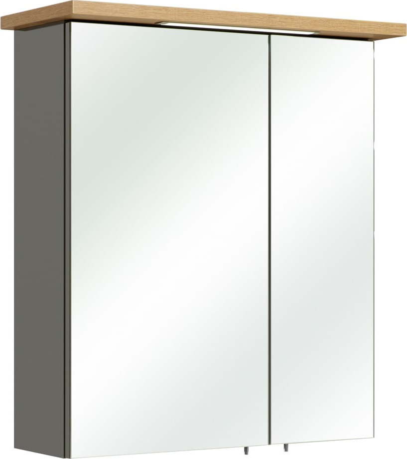 Šedá/v přírodní barvě koupelnová skříňka v dekoru dubu 60x72 cm Quickset 924 – Pelipal Pelipal