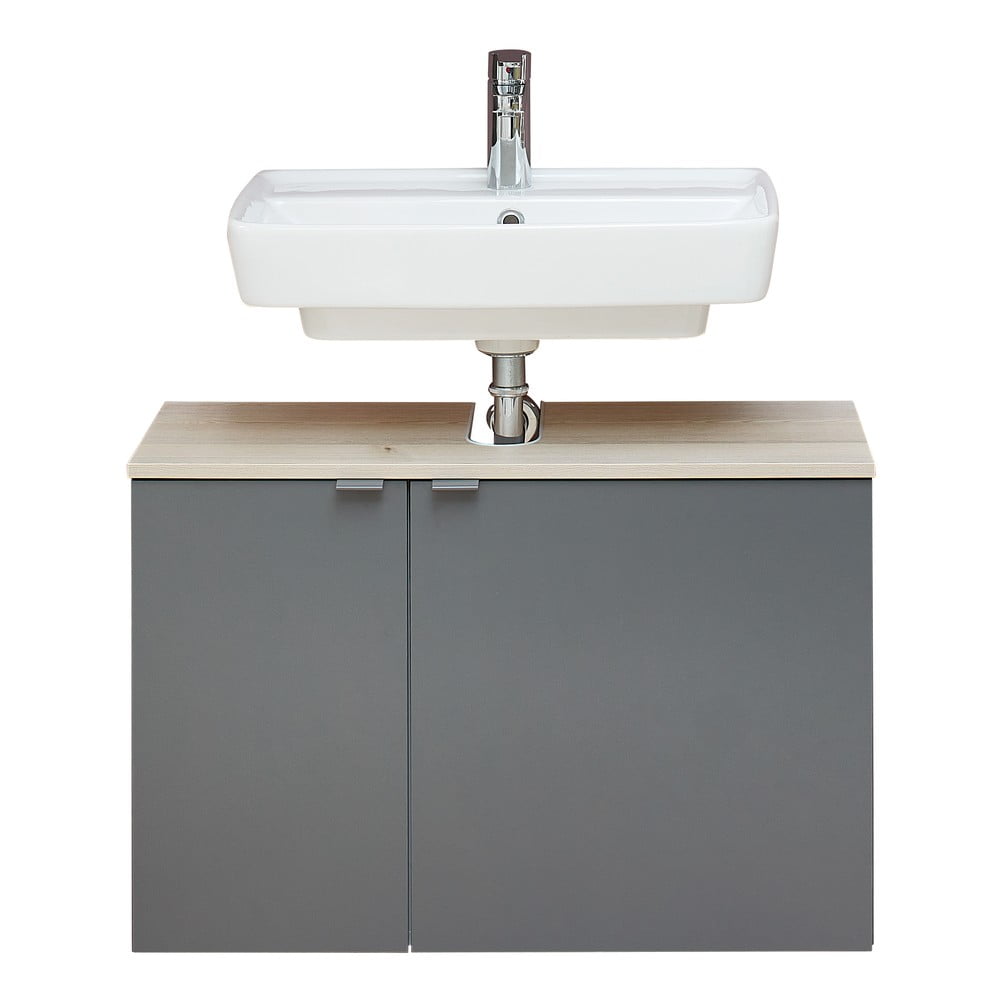 Šedá/v přírodní barvě závěsná skříňka bez umyvadla v dekoru borovice 53x80 cm Quickset 394 – Pelipal Pelipal