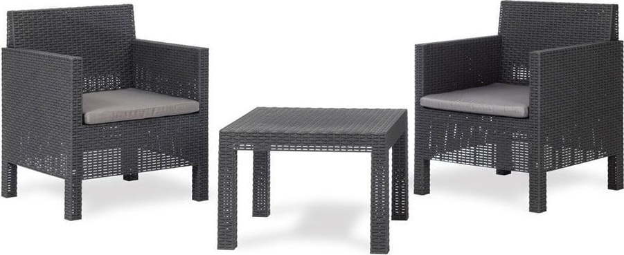 Tmavě šedý plastový zahradní lounge set pro 2 Penelope – Toomax TOOMAX