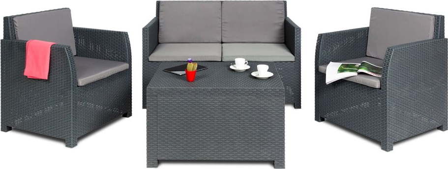 Tmavě šedý plastový zahradní lounge set pro 4 Diana – Toomax TOOMAX