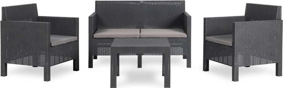 Tmavě šedý plastový zahradní lounge set pro 4 Penelope – Toomax TOOMAX