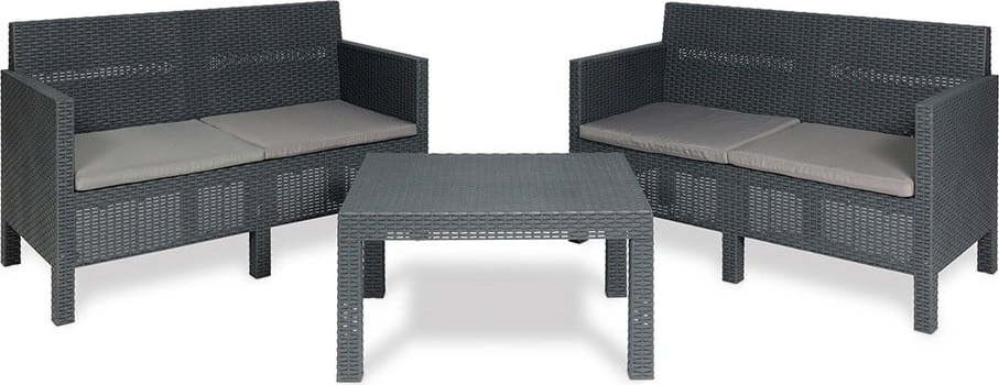 Tmavě šedý plastový zahradní lounge set pro 4 Penelope – Toomax TOOMAX