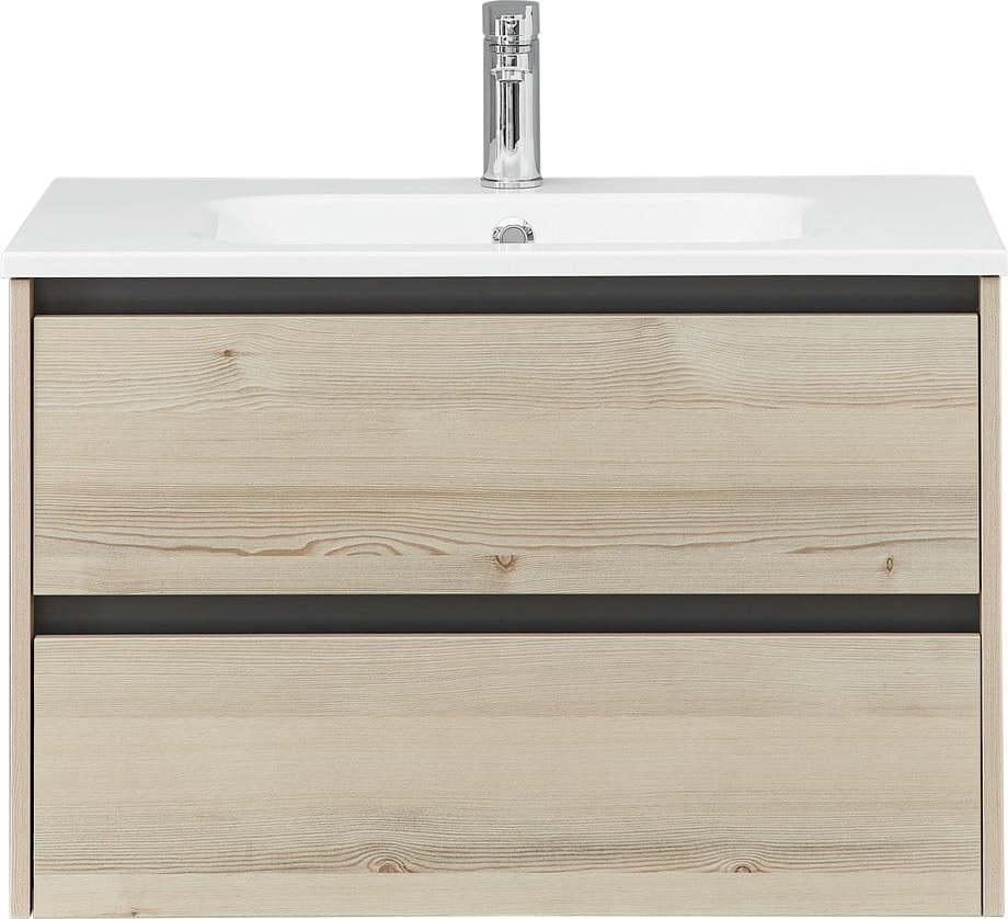 Závěsná skříňka bez umyvadla v dekoru borovice v přírodní barvě 51x80 cm Quickset 393 – Pelipal Pelipal