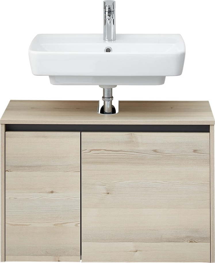 Závěsná skříňka bez umyvadla v dekoru borovice v přírodní barvě 53x80 cm Quickset 393 – Pelipal Pelipal