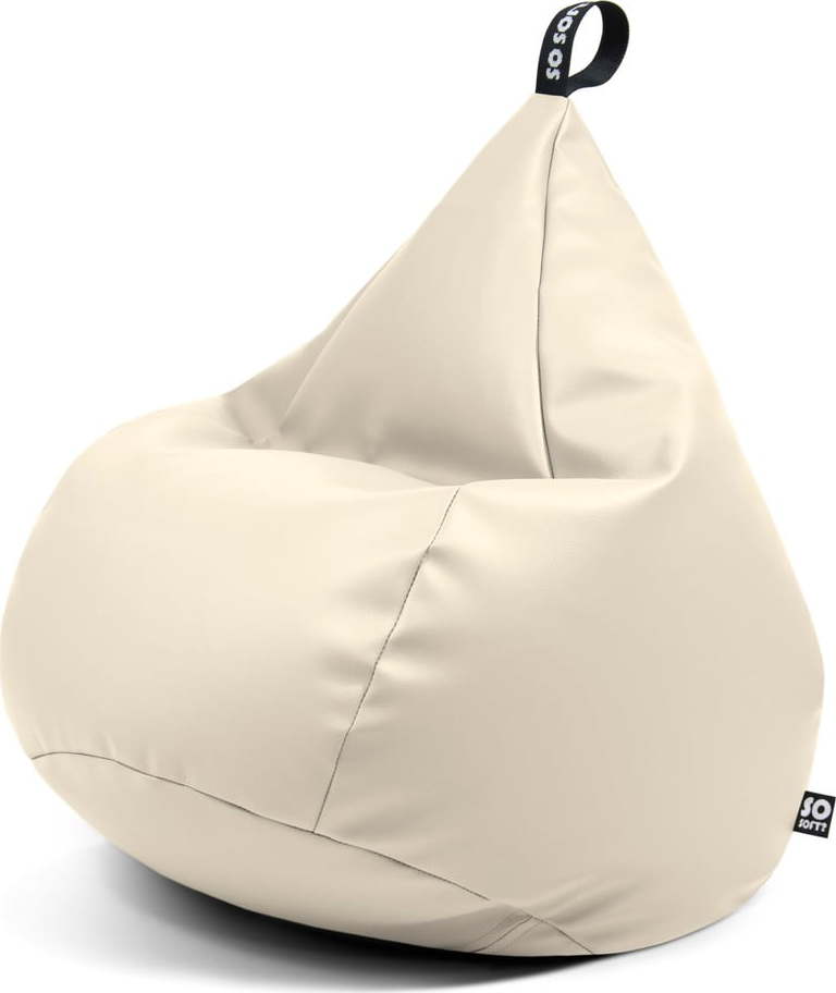 Béžový dětský sedací vak z imitace kůže Drop M – So Soft? So Soft?