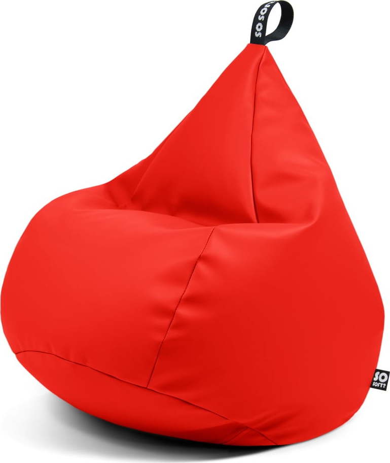 Červený dětský sedací vak z imitace kůže Drop M – So Soft? So Soft?