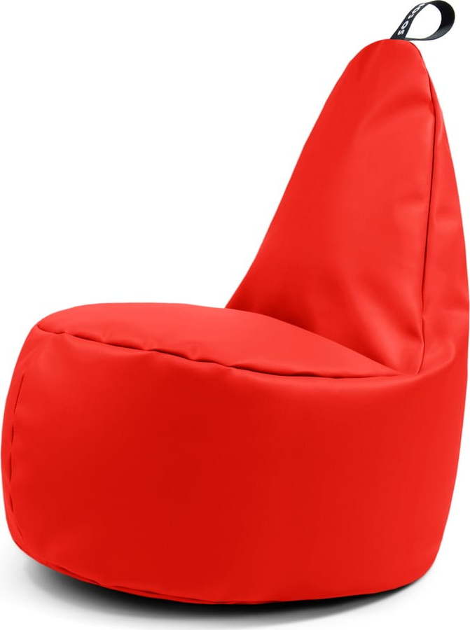 Červený dětský sedací vak z imitace kůže Lull M – So Soft? So Soft?