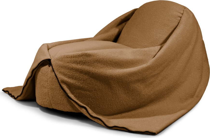 Hnědý dětský sedací vak z textilie bouclé Cocoon 100 – SLOWDOWN SLOWDOWN