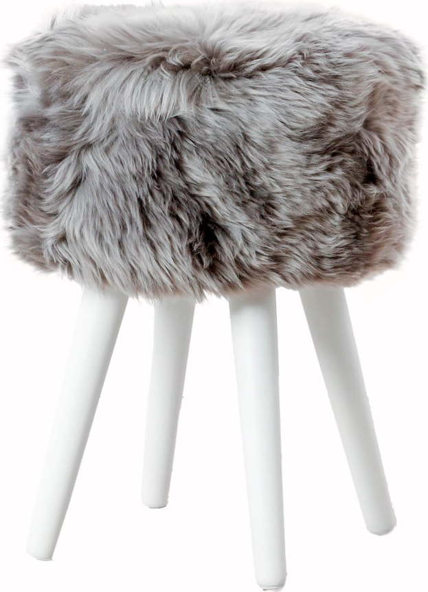 Stolička se šedým sedákem z ovčí kožešiny Native Natural White