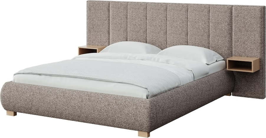 Světle hnědá čalouněná dvoulůžková postel s roštem 140x200 cm Fioro – MESONICA MESONICA