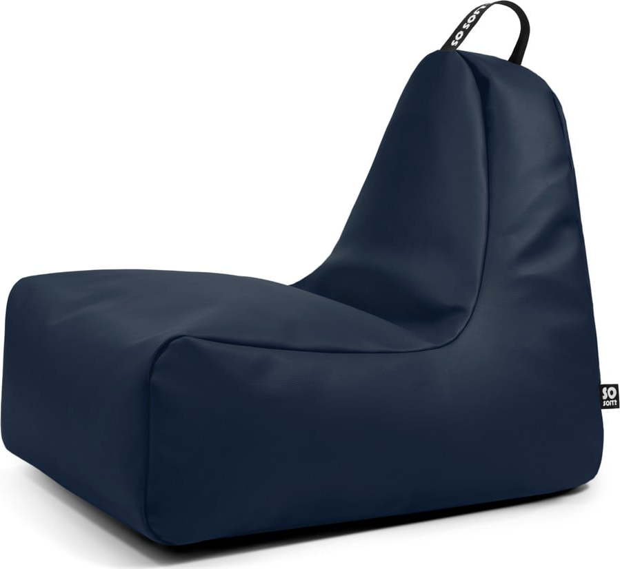 Tmavě modrý dětský sedací vak z imitace kůže Chill M – So Soft? So Soft?