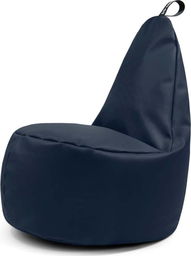 Tmavě modrý dětský sedací vak z imitace kůže Lull M – So Soft? So Soft?