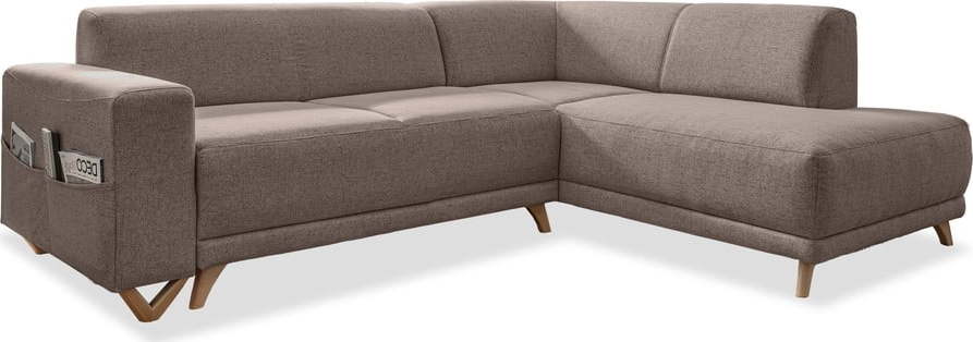 Hnědá rozkládací/s úložným prostorem rohová pohovka (pravý roh/do L) Classy Sophie – Miuform Miuform